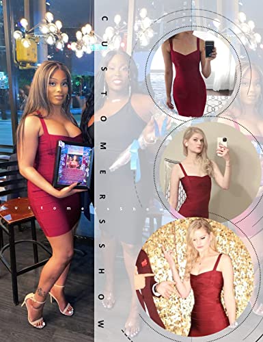 Meilun Women's Celebrity Bandage Bodycon Dress Birthday Party Pencil Dress Night Out Dress(WineRed,M) - Image 4