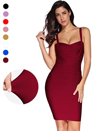 Meilun Women's Celebrity Bandage Bodycon Dress Birthday Party Pencil Dress Night Out Dress(WineRed,M) - Image 5