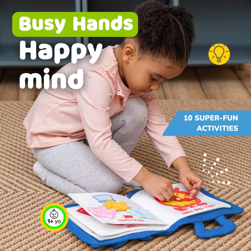 deMoca Busy Book for Toddlers 1-3, My Quiet Book Montessori Toy for 1 Year Old with Sensory Preschool Learning Activities for Fine Motor Skills, Boy & Girl Toddler Busy Board Travel Toy with 9 Pages - Image 2