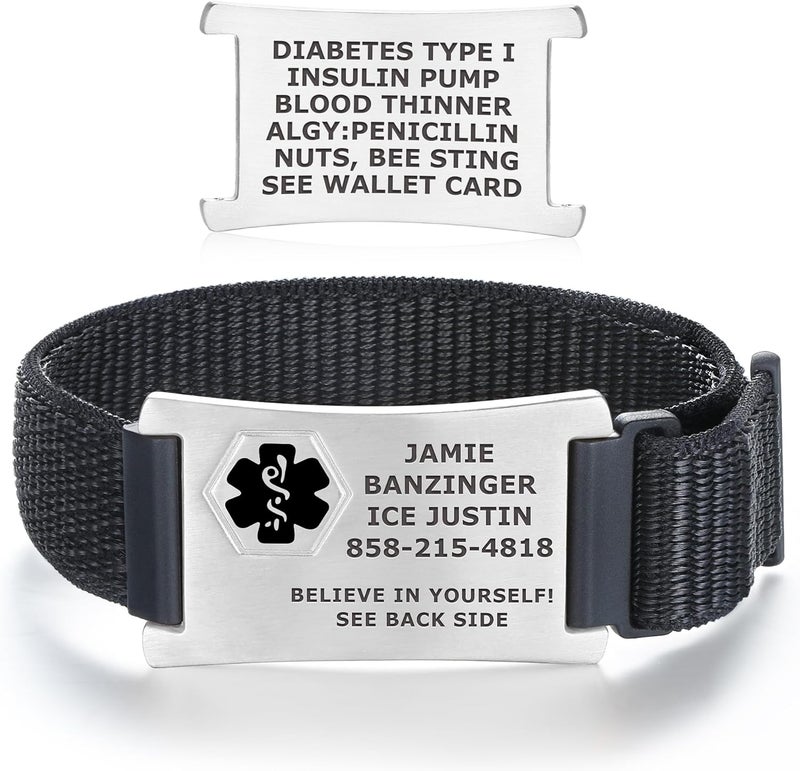 Divoti Custom Engraved Medical Alert ID Bracelet – Dual-Sided Wristband, Stainless Steel – Durable & Rust Free – Adjustable & Trim-to-Fit – Emergency Medical Info Band for Men & Women - Image 1