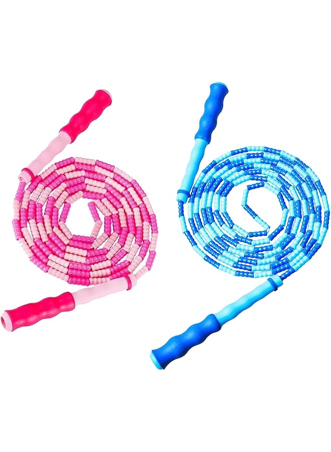 Adjustable Jump Rope Set, 2-Pack, Soft Beaded Segments, Tangle-Free Design for Kids, Women, Men