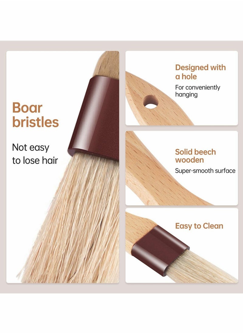 SYOSI Pastry Brush, Baking Basting Brush Beech Hardwood Handles Culinary Oil Brush for Barbecue Butter Grill BBQ Sauce Baster Marinade Kitchen Food Cooking Brushes One Big and One Small 2 Pcs  - Image 3