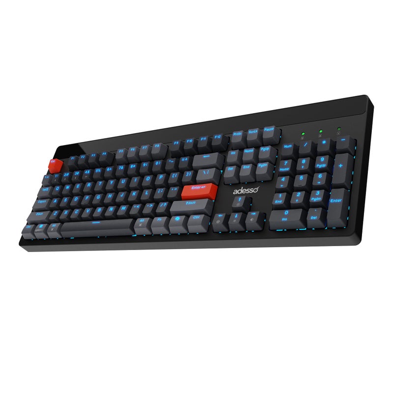 Adesso Easytouch 1300 Mechanical Keyboard RGB Illuminated Hot Swappable Red Switches Wired Wireless Bluetooth Gaming Keyboard with Copilot AI Hotkey for Windows Mac - Image 1