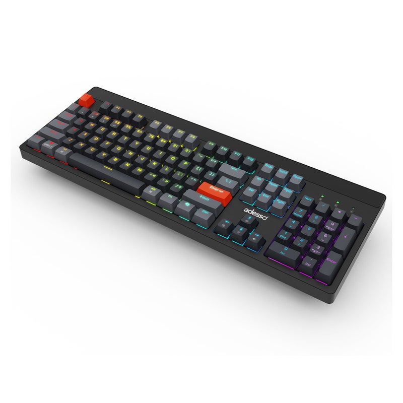 Adesso Easytouch 1300 Mechanical Keyboard RGB Illuminated Hot Swappable Red Switches Wired Wireless Bluetooth Gaming Keyboard with Copilot AI Hotkey for Windows Mac - Image 3