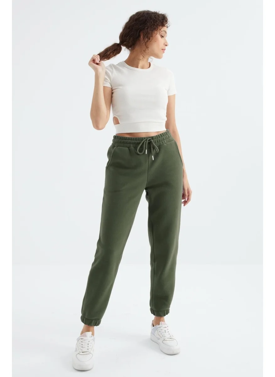 Tommy Life Çağla High Waist Basic Laced Jogger Fleece Women's Tracksuit Bottom - 94622