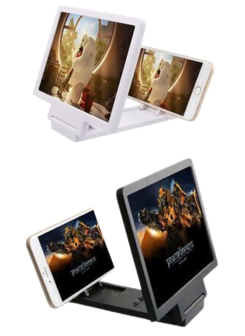 3D Screen Magnifier Stand Bracket For Mobile Phones White