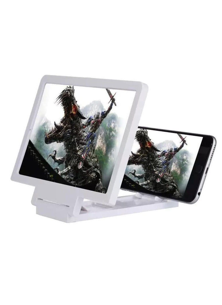 3D Screen Magnifier Stand Bracket For Mobile Phones White