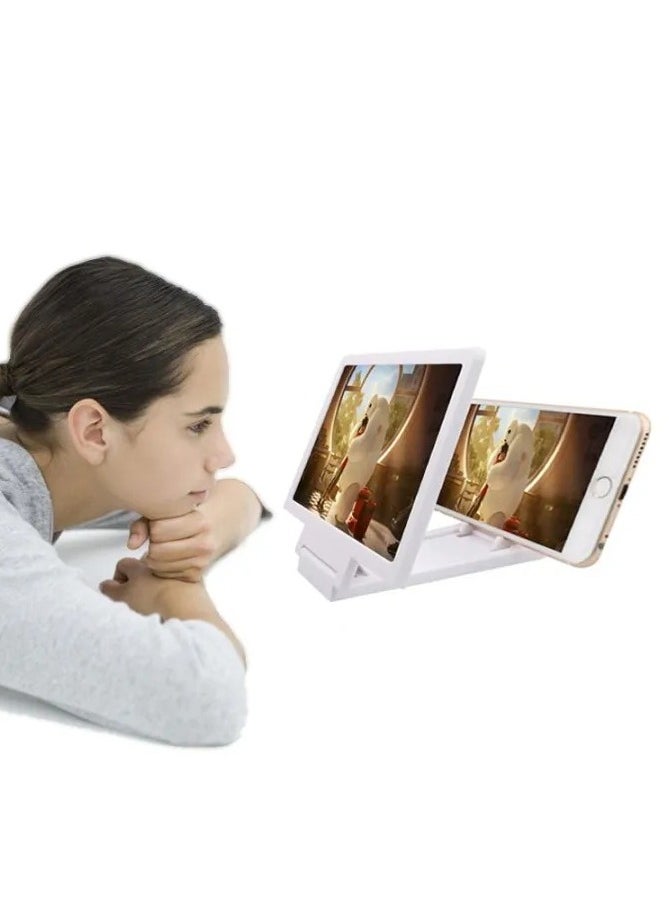 3D Screen Magnifier Stand Bracket For Mobile Phones White