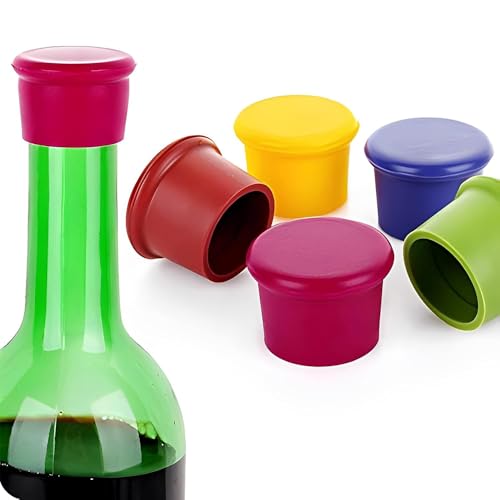 MoldBerry Silicone Wine Stoppers – 6PCS Reusable Bottle Caps for Wine, Champagne, Beer – Airtight Leakproof Seal, Wine Saver Corks for Freshness – BPA-Free Silicone, Multicolor - Image 1