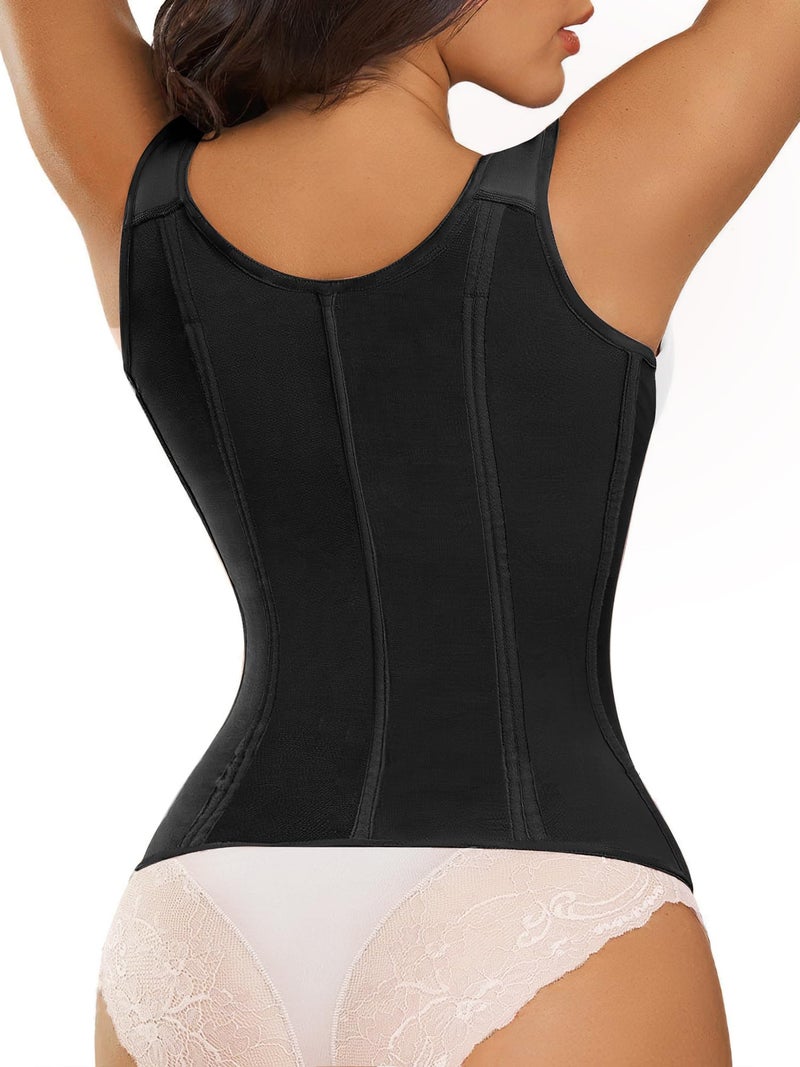 SHAPERX Waist Trainer Corset for Women Tummy Control Sport Girdle Hourglass Waist Cincher Body Shaper with Steel Boned SZ7293-Black-XS - Image 2