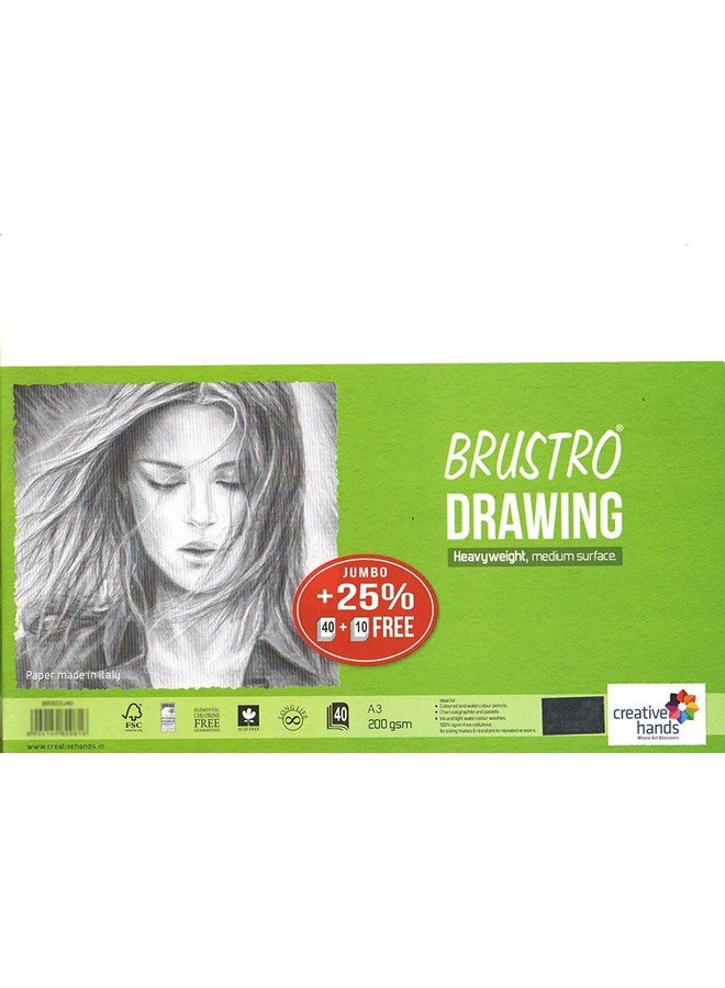 بروسترو ورق رسم بروسترو، ٢٠٠ جرام لكل متر مربع، عبوة جامبو A3 (عبوة من ٤٠ ورقة + ١٠ ورقات مجانية) - Image 1