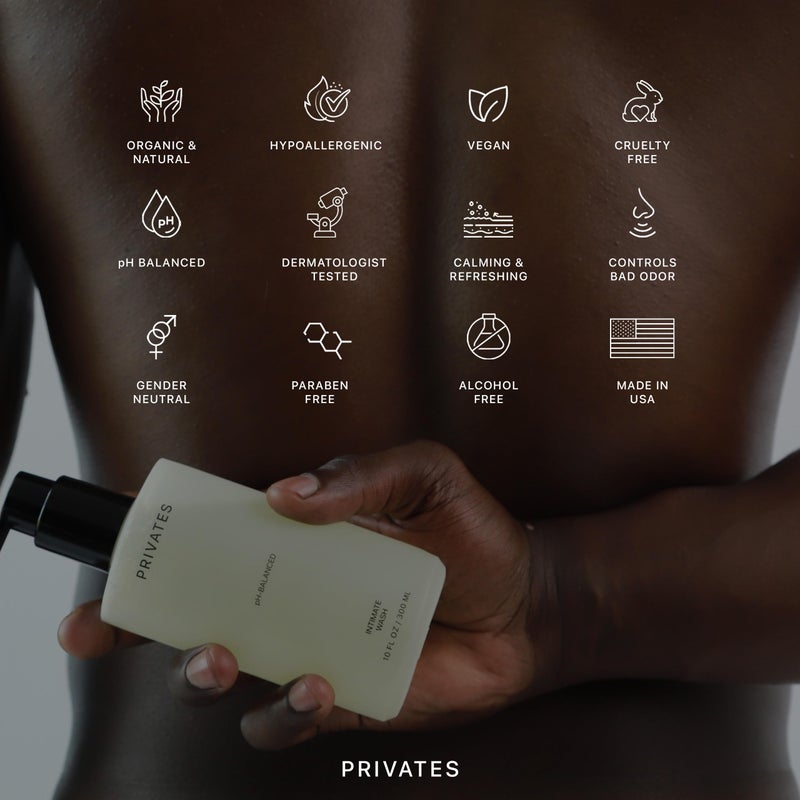 PRIVATES pH-Balanced INTIMATE WASH for Women & Men | Odor Control, Irritation & Dryness Relief | Hydrating & Soothing with Aloe | Microbiome-Friendly | Natural Ingredients | Fragrance-Free | 10 fl oz - Image 5
