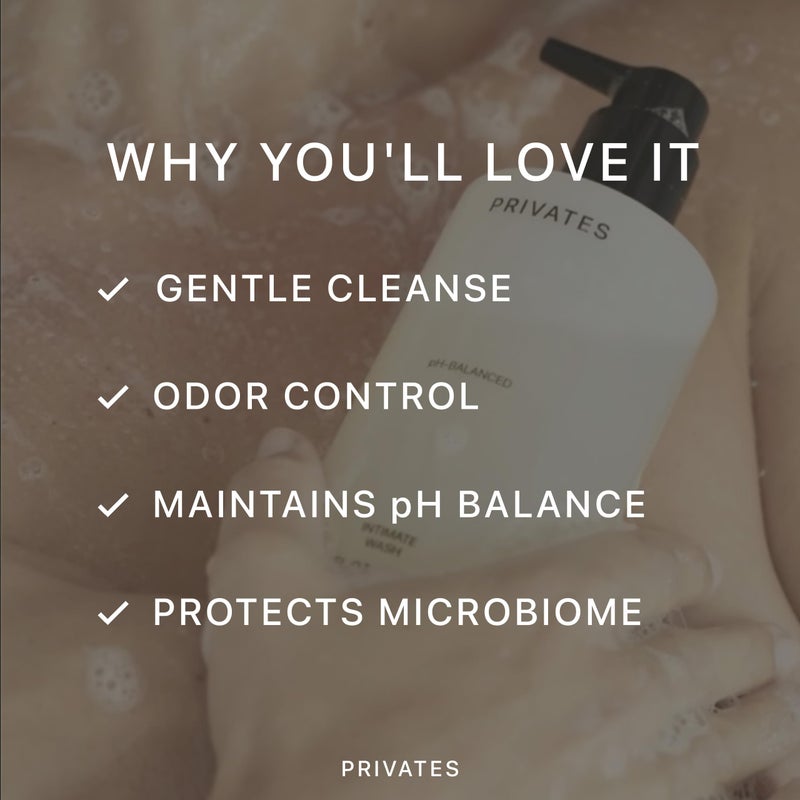 PRIVATES pH-Balanced INTIMATE WASH for Women & Men | Odor Control, Irritation & Dryness Relief | Hydrating & Soothing with Aloe | Microbiome-Friendly | Natural Ingredients | Fragrance-Free | 10 fl oz - Image 2