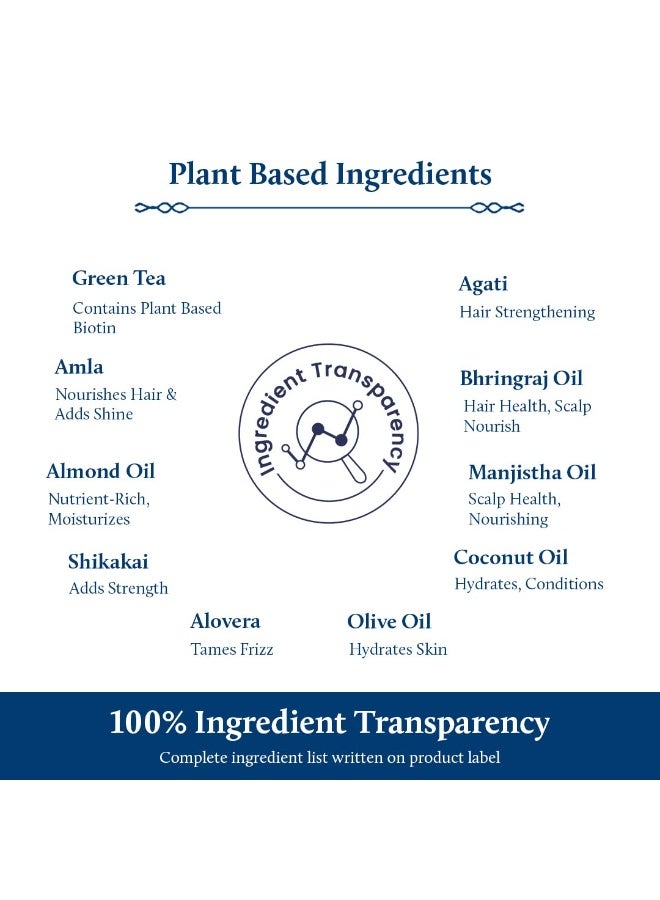 Blue Nectar Green Tea Hair Mask | Deep Conditioning Hair Mask for Frizzy & Damaged Hair | With Plant-Based Biotin for Curly & Dry Hair (13 Herbs, 200g) - Image 4