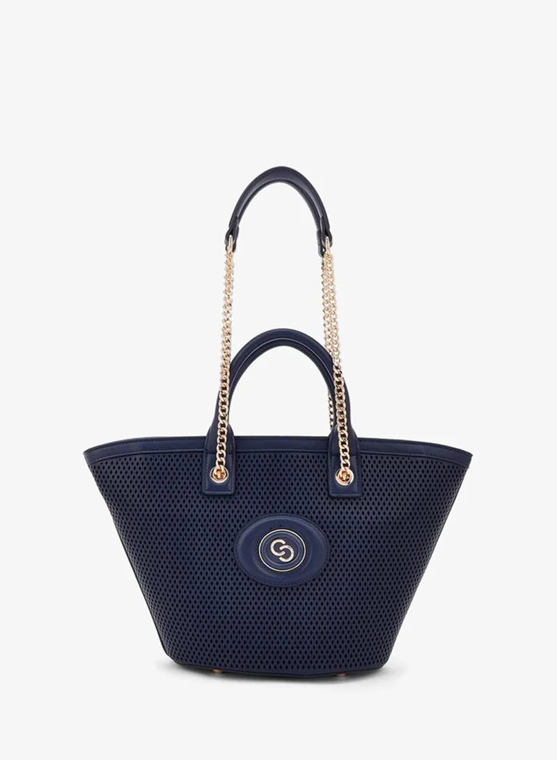 Textured Tote Bag With Chain Strap