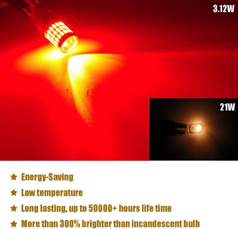 iBrightstar 912 921 LED Bulb for Tail 3rd High Mount Brake Lights - Brilliant Red - Image 4