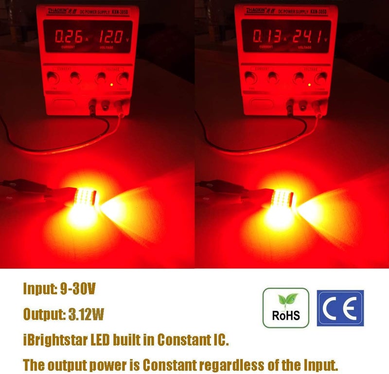 iBrightstar 912 921 LED Bulb for Tail 3rd High Mount Brake Lights - Brilliant Red - Image 5