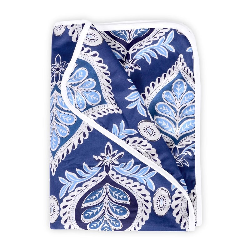 Divine Casa Floret 100 Cotton Single Kids Dohar 120 GSM Soft Lightweight Throw Blanket Cozy Breathable Bedding AllSeason Comfort 140 x 100 CM Dazzling Blue