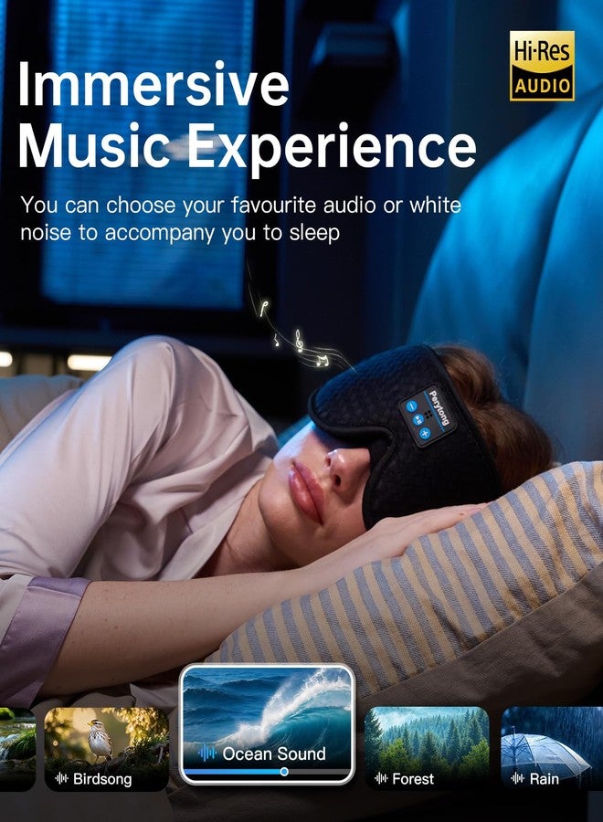 Perytong Sleep Mask with Bluetooth 5.4 Headphones, Wireless Sleep Eye Mask for Side Sleepers, 3D Contoured Comfort & Built-in HD Stereo Earphones, Blackout for Travel (Carbon Black) - Image 5