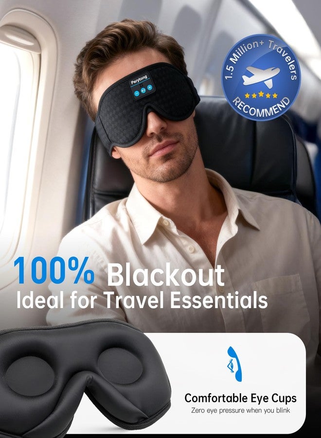 Perytong Sleep Mask with Bluetooth 5.4 Headphones, Wireless Sleep Eye Mask for Side Sleepers, 3D Contoured Comfort & Built-in HD Stereo Earphones, Blackout for Travel (Carbon Black) - Image 3