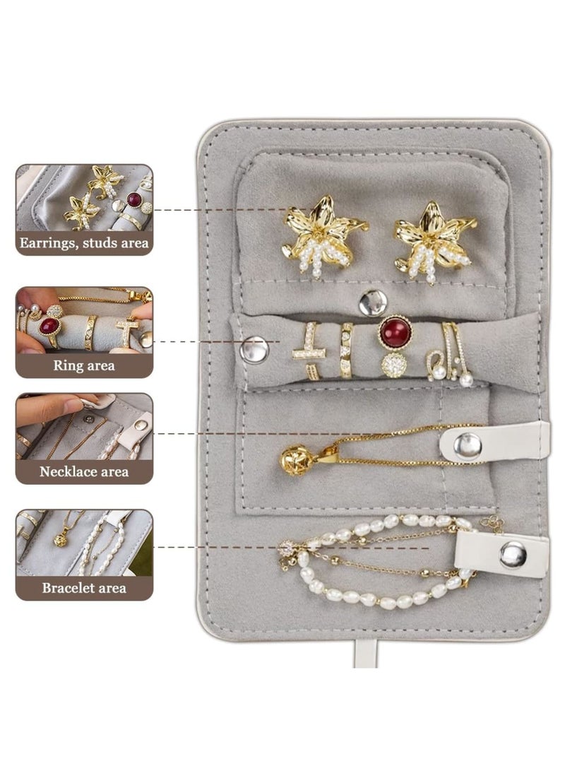SYOSI Travel Jewelry Organizer Case, Leather Jewelry case, Collapsible Jewelry Roll, Leather Jewelry Storage Bags for Women, Portable Travel Jewelry Storage Bag for Necklaces, Earrings, Rings, Bracelets - Image 2