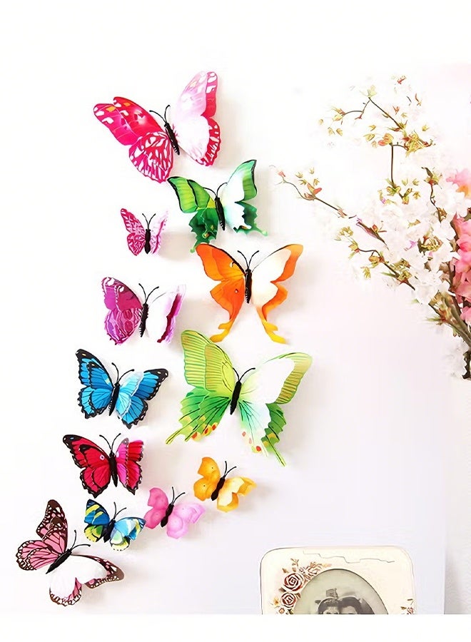 Happy D 12-Piece 3D Butterfly Decorative Wall Sticker Set Multicolour 10 x 5cm - Image 1