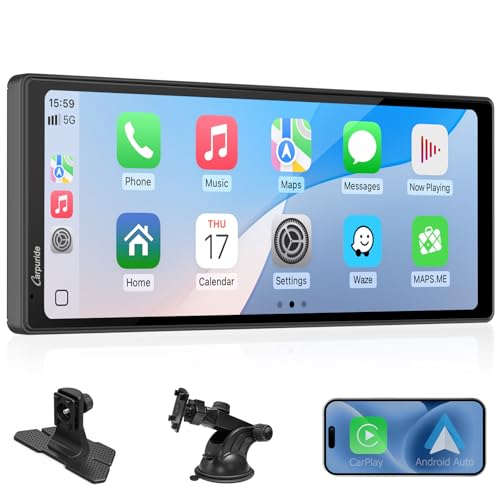 CARPURIDE 10.26 Inch Wireless/Wired Apple CarPlay, Android Auto and Mirror Link - 1600 * 600 IPS Touch Screen Portable Car Stereo, Bluetooth Audio, Siri, Navigation Car Screen for All Vehicles - Image 1