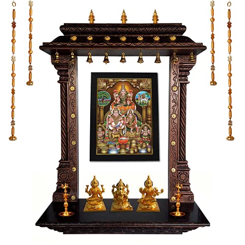 101Temples - Divinity Eternity Spirituality Wood - Sri Kubera Lakshmi Darbar God Photo Frame For Pooja Room With Wall Hook (10 X 13 ", Matt Finish, Multicolor) - Image 4