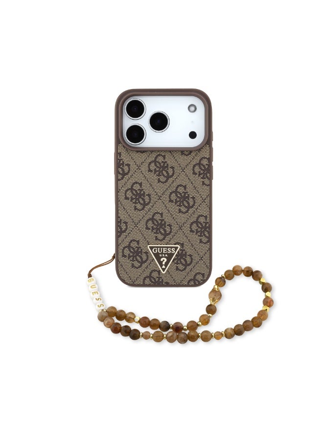 GUESS iPhone 17 Pro  MagSafe Case 4G PU Leather With Small 4G Logo & Lanyard /  Magsafe Compatible / Ultra Slim / lightweight design / Easy Installation - Brown - Image 1
