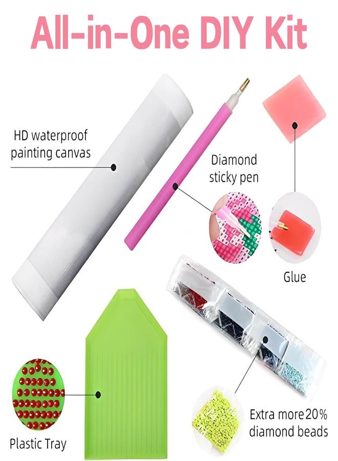 BendJoy® 5D Diamond Painting Kit for Adults - Full Drill by Number | Pink DIY Art Therapy Craft with Round Diamonds & Tools for Home Wall Decor (30x40cm) - Image 5