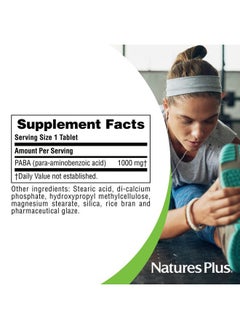 Nature's Plus Natures Plus PABA, Sustained Release (para-Aminobenzoic Acid) - 1000 mg, 60 Vegetarian Tablets - Skin Health Support Supplement, Promotes Energy Production - Gluten-Free - 60 Servings  - Image 5