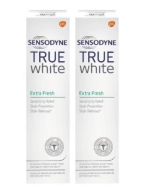 Two pieces of True White Extra Fresh Professional Whitening Toothpaste for Sensitive Teeth, 75 ml