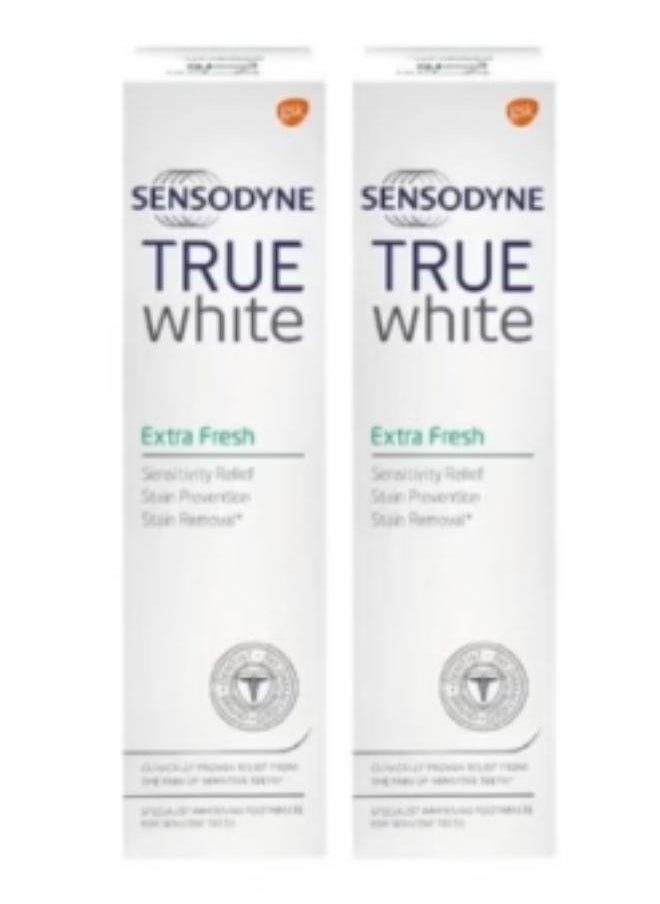 Sensodyne Two pieces of True White Extra Fresh Professional Whitening Toothpaste for Sensitive Teeth, 75 ml  - Image 1