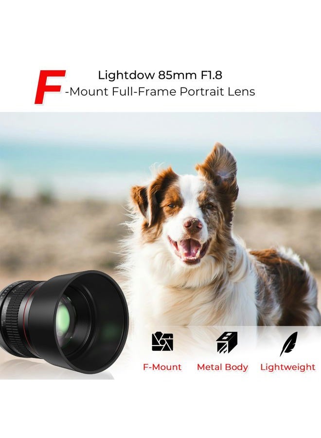 Lightdow F 85mm f1.8 Portrait Lens - MF compatible with Nikon D850/D750/D500/D7500/D610/D5600/D7200/D7000/D3500/D3400/D3300/D3200/D3100/D5/D6/D810//D7100/D5300/D5100/D800-DSLR Cameras Lenses(F-Mount) - Image 3