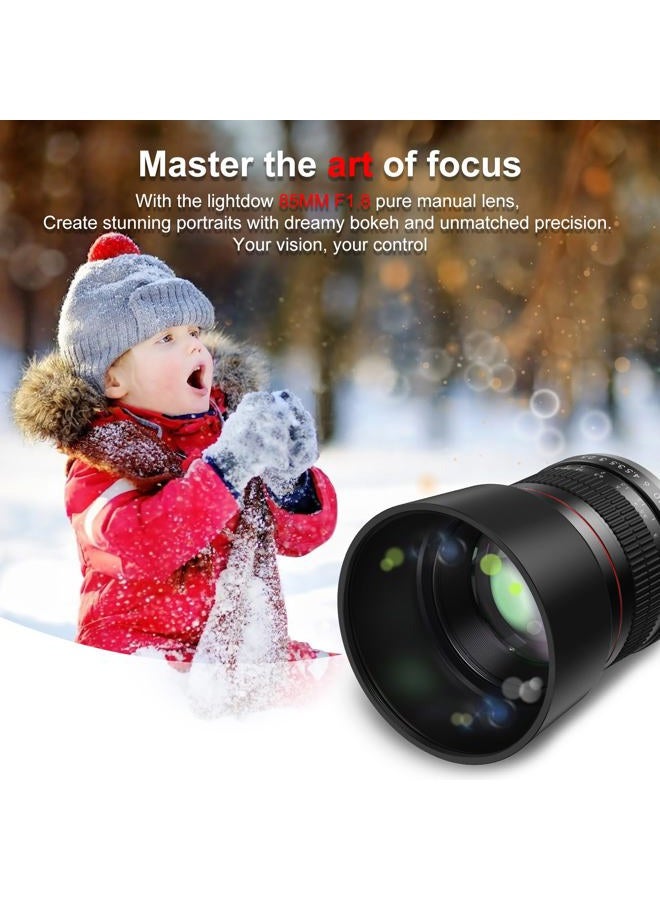 Lightdow F 85mm f1.8 Portrait Lens - MF compatible with Nikon D850/D750/D500/D7500/D610/D5600/D7200/D7000/D3500/D3400/D3300/D3200/D3100/D5/D6/D810//D7100/D5300/D5100/D800-DSLR Cameras Lenses(F-Mount) - Image 4