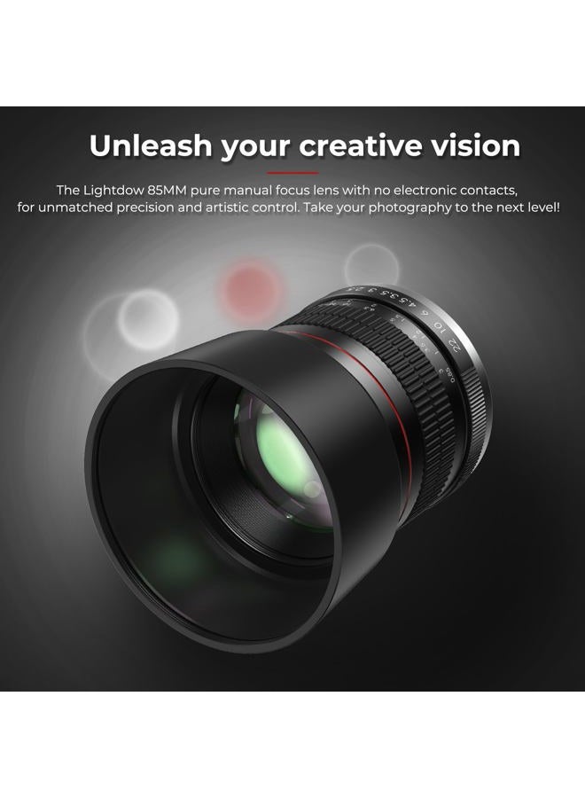 Lightdow F 85mm f1.8 Portrait Lens - MF compatible with Nikon D850/D750/D500/D7500/D610/D5600/D7200/D7000/D3500/D3400/D3300/D3200/D3100/D5/D6/D810//D7100/D5300/D5100/D800-DSLR Cameras Lenses(F-Mount) - Image 5