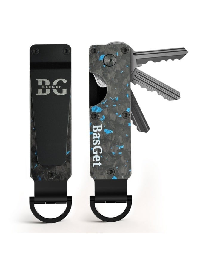BasGet Blue Flakes Real Carbon Fiber And Aluminum Key Holder - Image 1
