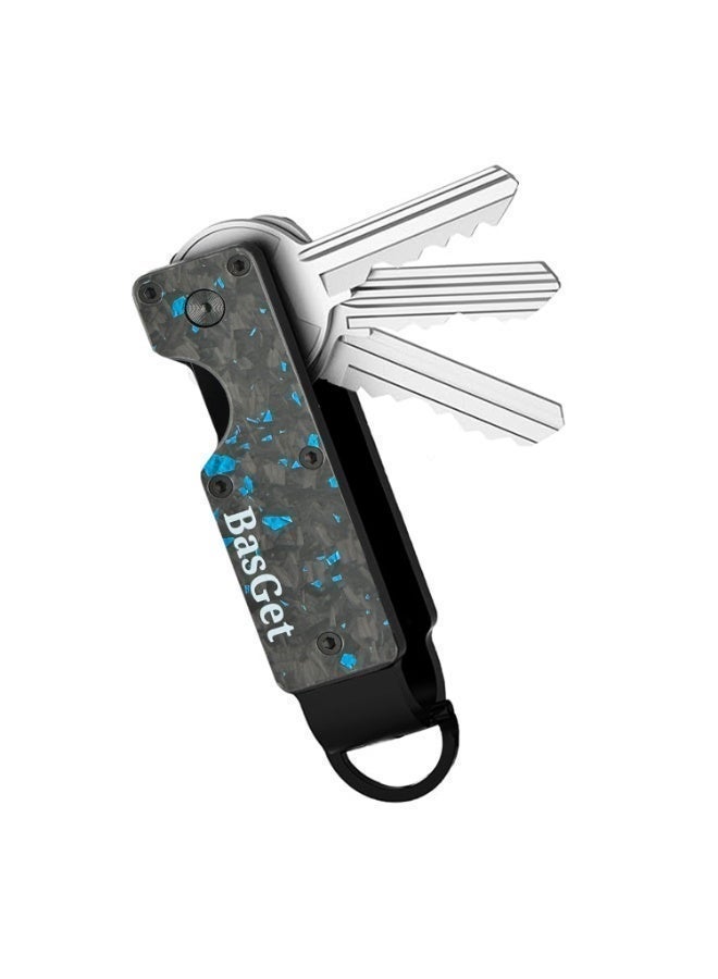 BasGet Blue Flakes Real Carbon Fiber And Aluminum Key Holder - Image 2