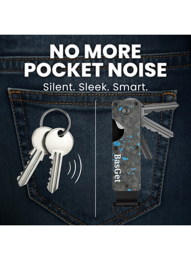 BasGet Blue Flakes Real Carbon Fiber And Aluminum Key Holder - Image 4