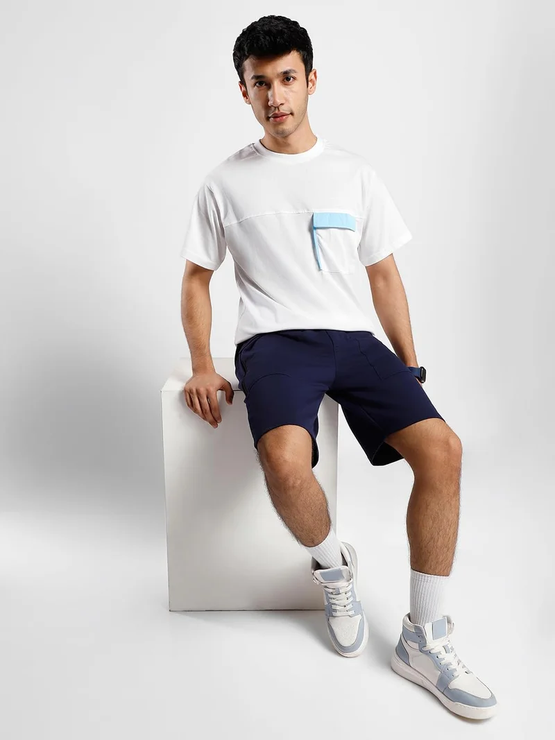 NOBERO Men's White Oversized T-Shirt with Pocket