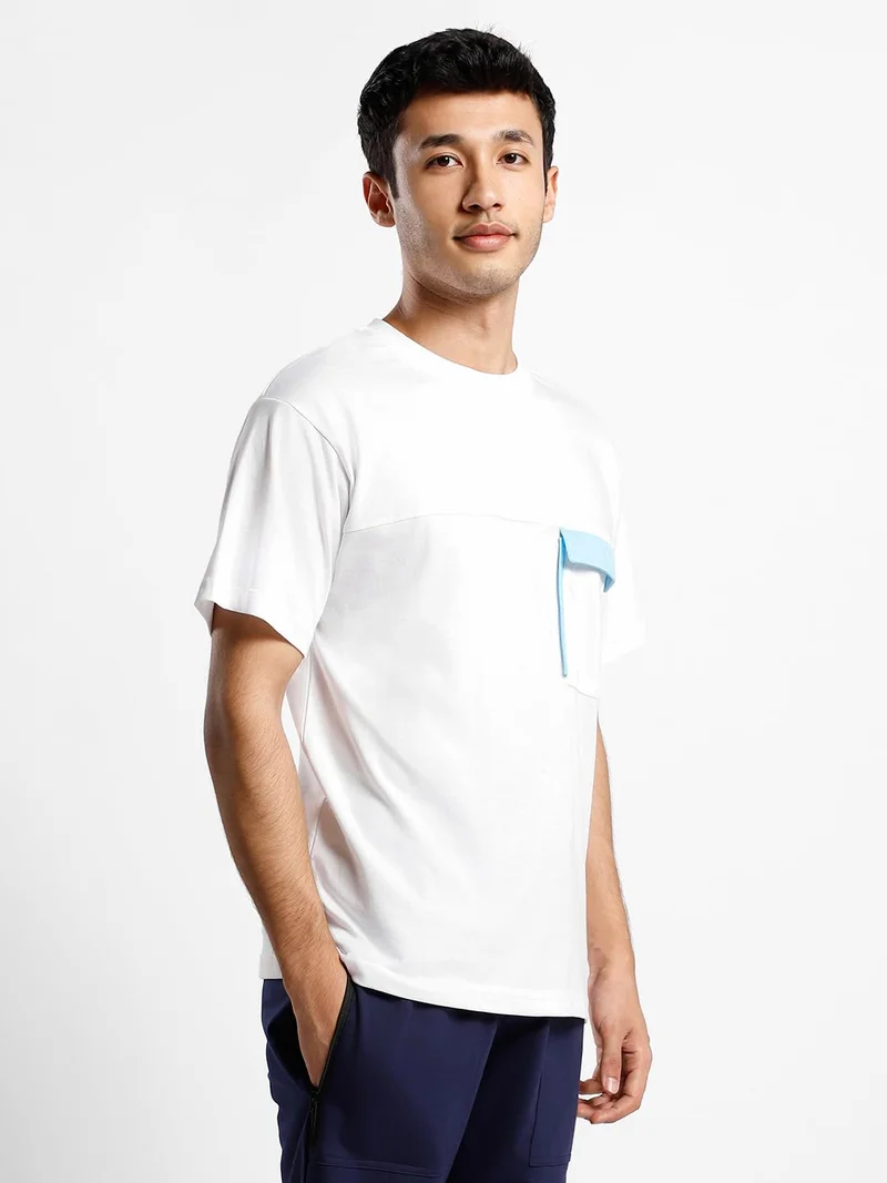 NOBERO Men's White Oversized T-Shirt with Pocket