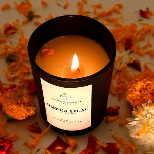 Floryn Decor Highly Scented Natural Beeswax Candles for Home Decor | Best Scented Candles for Home | Direct from Manufacturer, Burning Time- 40 Hours (Free Wooden LID), Scent- Lavender - Image 1