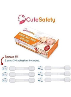 CUTESAFETY Child Proof Safety Locks - Baby Proofing Cabinet Lock with 6 Extra 3M Adhesives - Adjustable Strap Latches to Cabinets, Drawers, Cupboard, Oven, Fridge, Closet Seat, Door, Window  - Image 2