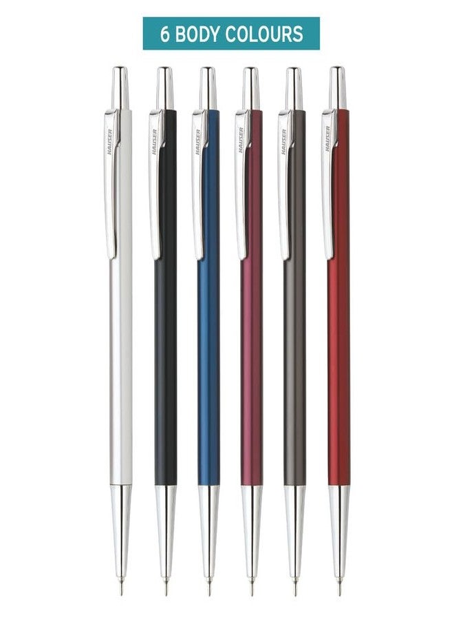 Hauser Slender Designer Metal Ball Pen Box Pack | Attractive Color Body With Stylish Metal Clip | Smooth Refillable Pen With Smudge Free Writing | Ideal For Gifting | Blue Ink, Pack of 2 - Image 5