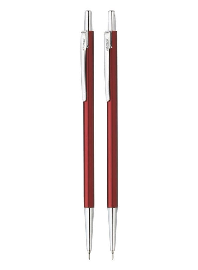 Hauser Slender Designer Metal Ball Pen Box Pack | Attractive Color Body With Stylish Metal Clip | Smooth Refillable Pen With Smudge Free Writing | Ideal For Gifting | Blue Ink, Pack of 2 - Image 1