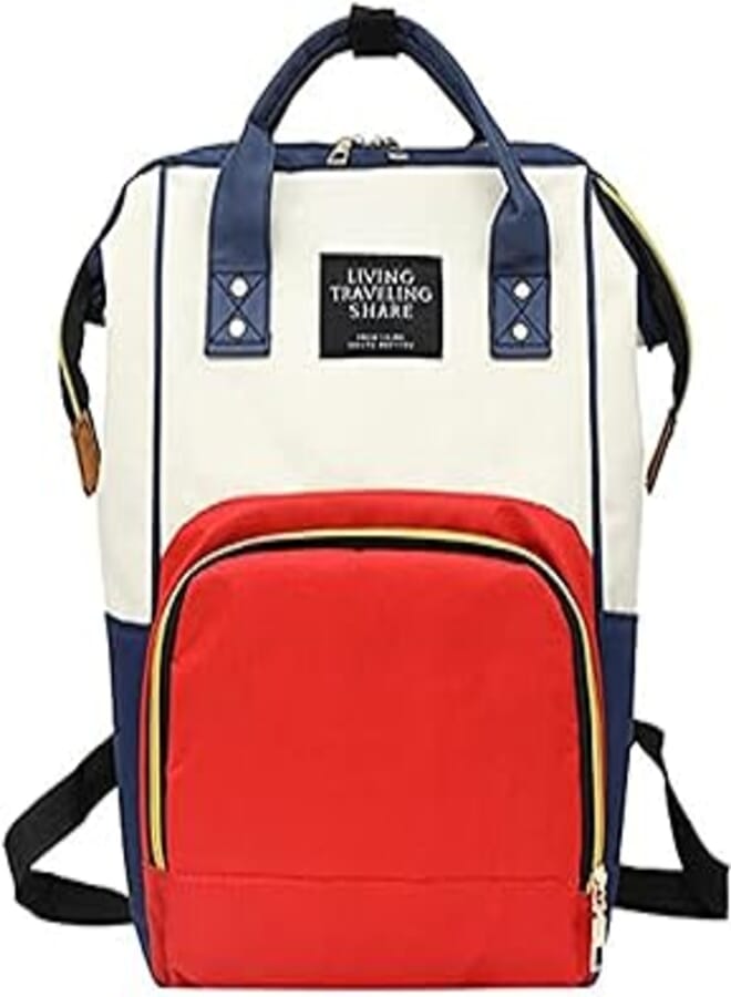 Fashion Mummy Diaper Bag Large Capacity Waterproof with Back Hide Pocket Multifunction Use for Travel Backpack, Tote Handbag and Baby Stroller Hang Bag - MultiColor - 2725202221678 
