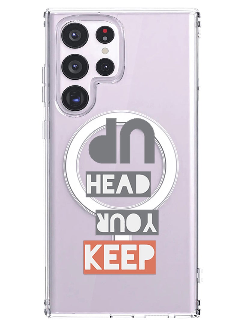 Theodor Magnetic Case for Samsung Galaxy S23 Ultra 6.8-inch Compatible with MagSafe Wireless Charging, Shockproof Phone Bumper Cover Keep your head up copy - Image 1