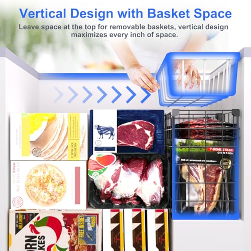 MASHDE Freezer Organizer Bins, Freezer Dividers for Deep Chest Freezer Compressor Area, Black Wire Basket Shelf for Food Storage Kitchen Refrigerator Organization (Medium) - Image 5