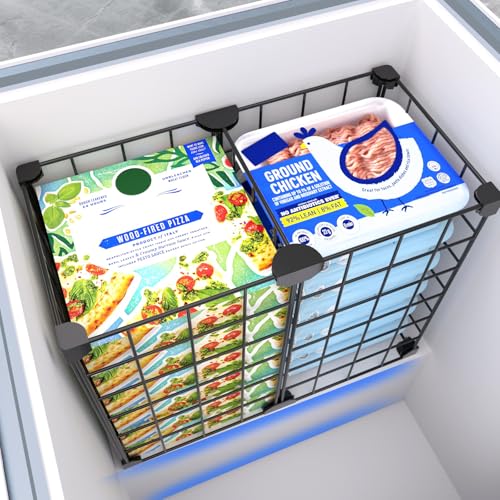 MASHDE Freezer Organizer Bins, Freezer Dividers for Deep Chest Freezer Compressor Area, Black Wire Basket Shelf for Food Storage Kitchen Refrigerator Organization (Medium) - Image 1