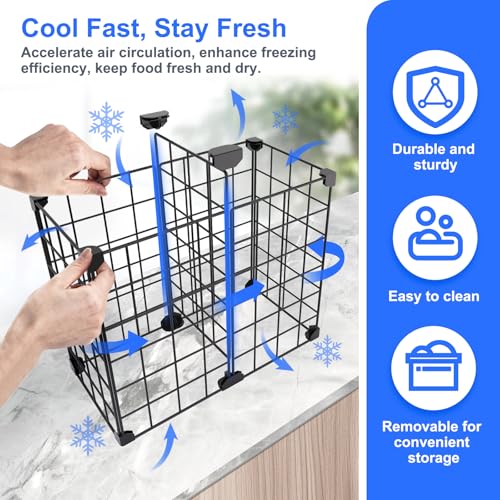 MASHDE Freezer Organizer Bins, Freezer Dividers for Deep Chest Freezer Compressor Area, Black Wire Basket Shelf for Food Storage Kitchen Refrigerator Organization (Medium) - Image 2